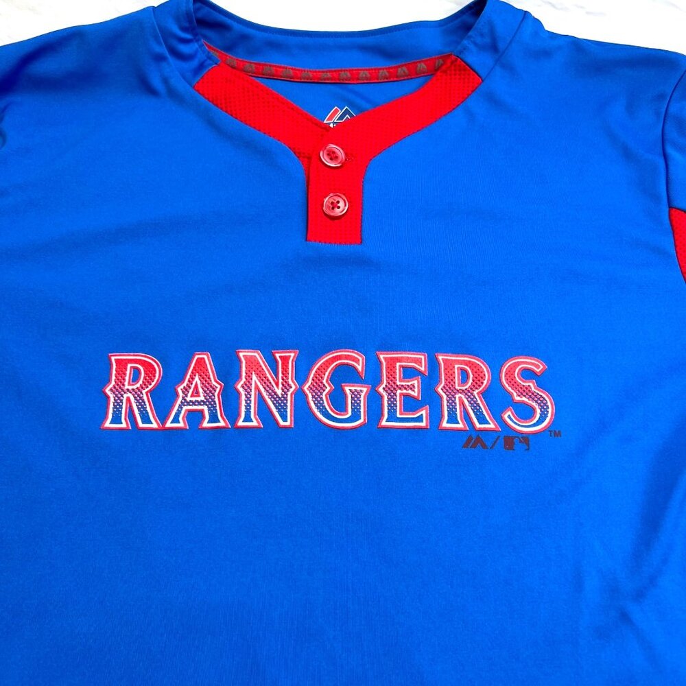 Texas Rangers Youth XL Short Sleeve Baseball MLB Jersey Shirt Majestic Cool Base - Picture 5 of 9